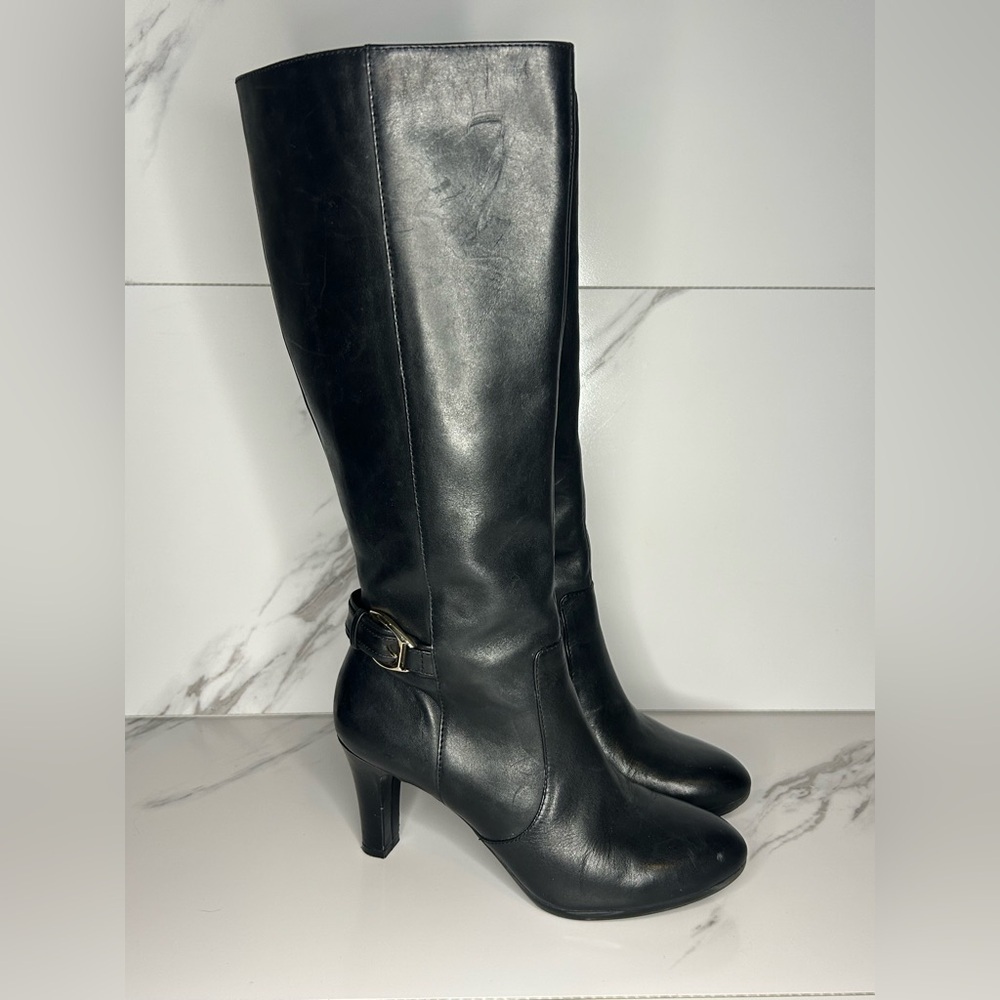 Anne Klein Tall Black Heeled Boots Size 6